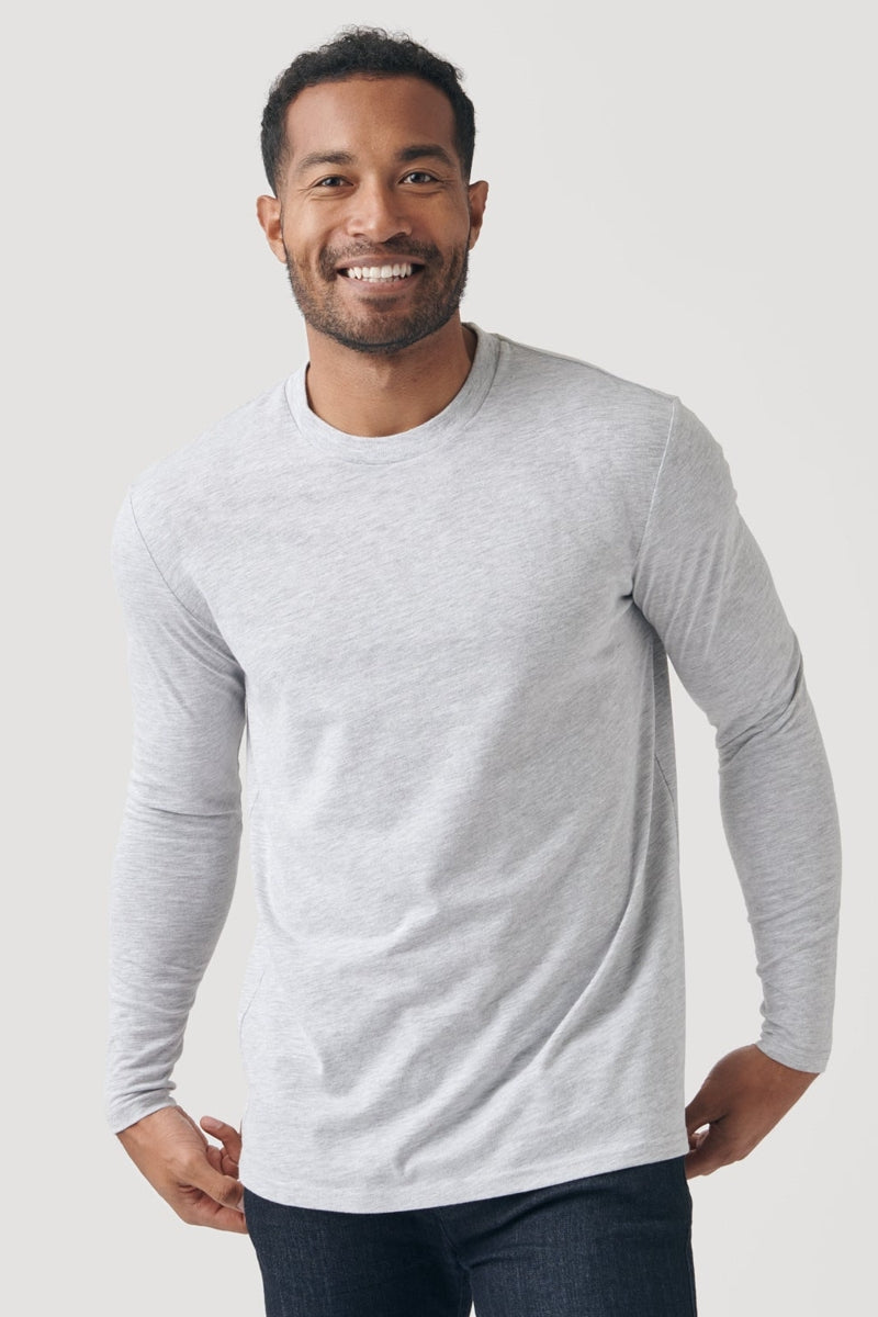 Faire,True Classic, True Classic Light Heather Grey Long Sleeve T-Shirt, Grey, Large-42-TagL