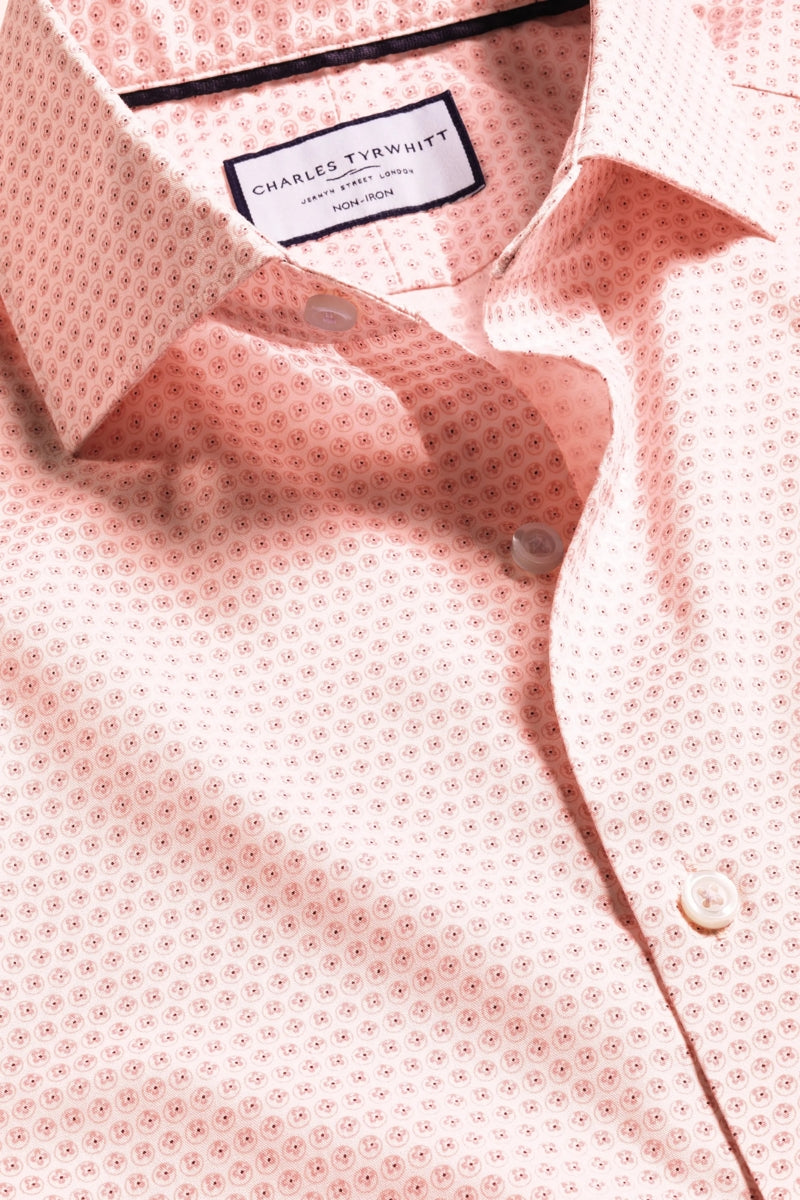 Wholesale,Charles Tyrwhitt, Charles Tyrwhitt Claret Pink Geo Floral Shirt, Pink, Medium-42-TagMLarge-46-TagL