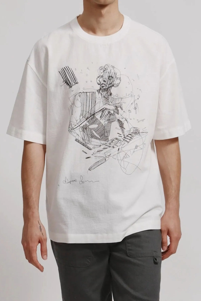 Wholesale,KAFT, KAFT Off-White Apex Sketch Textured T-Shirt, White, Extra Large-51-TagXL