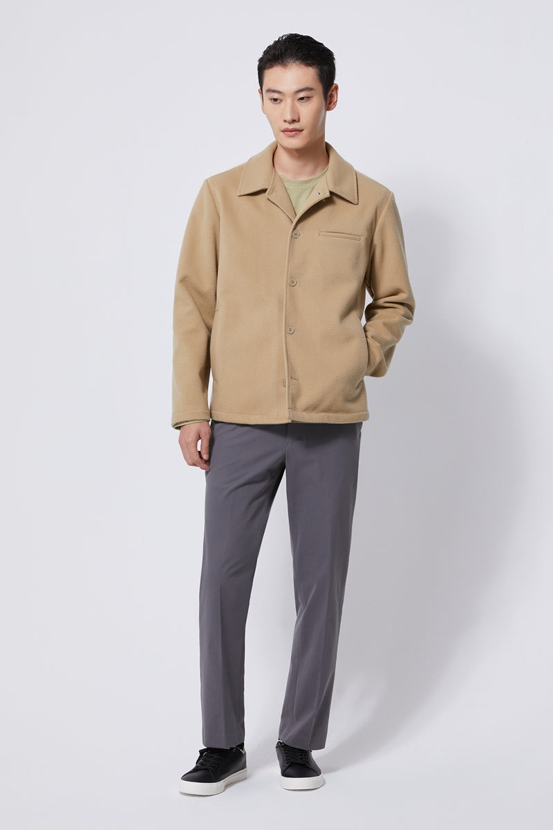 Direct From Brand,FYNE, FYNE Khaki Brushed Water-repellent Fleece Jacket, Tan, Medium-44-TagM