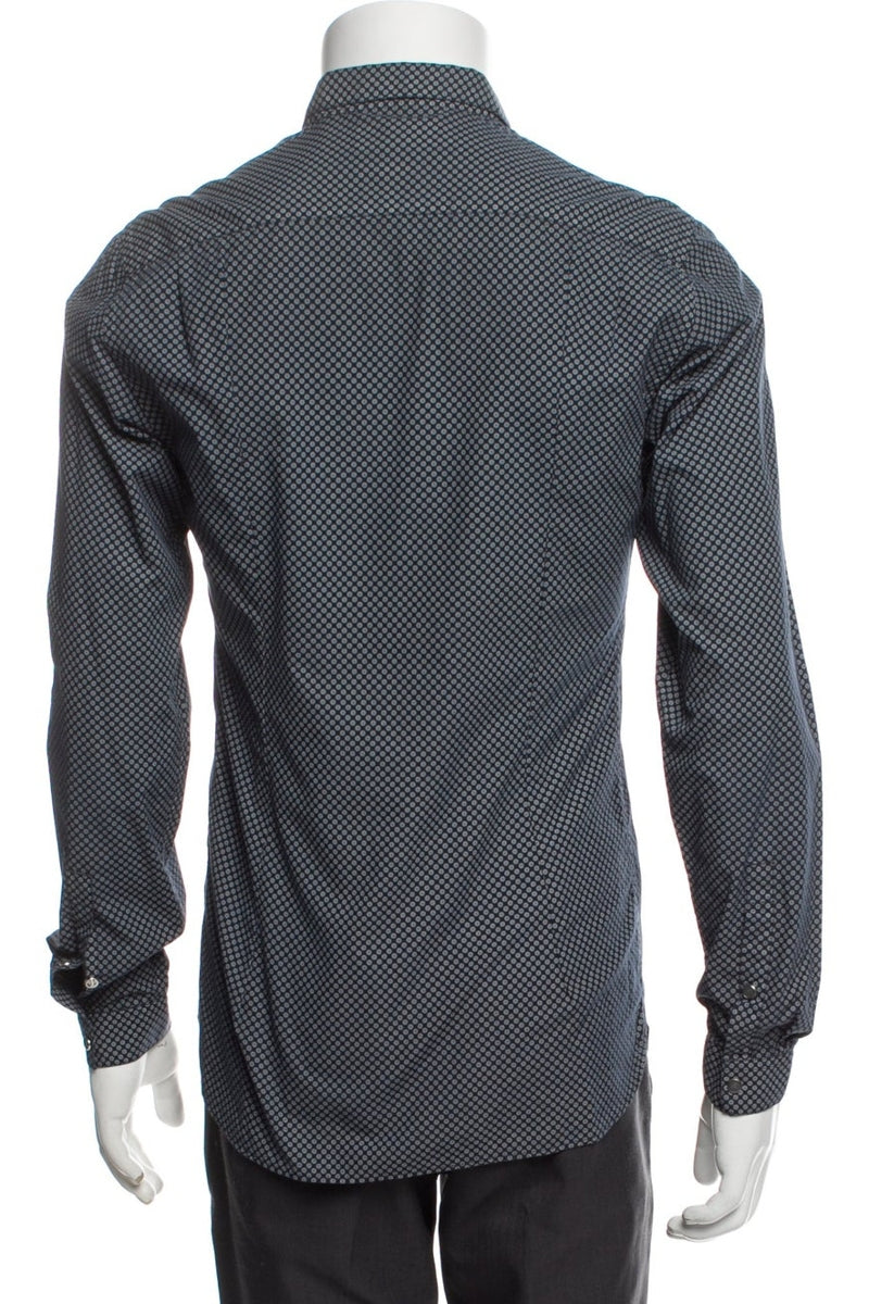 RealReal,The Kooples, The Kooples Blue Geo Dot Long Sleeve Dress Shirt, Blue, Extra Small-36-TagS