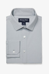 Mizzen + Main Aluminum Grey Plaid Trim Dress Shirt