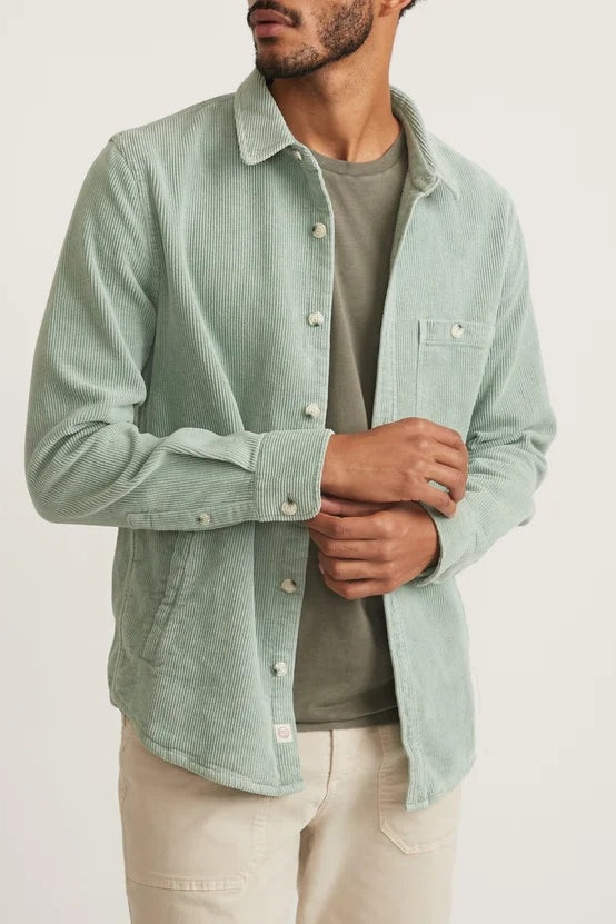 Wholesale,Marine Layer, Marine Layer Green Double-brushed Corduroy Overshirt, Green, Small-42-TagS