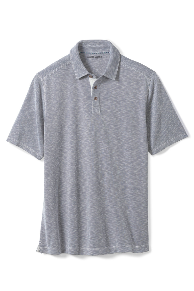 Wholesale,Johnston & Murphy, Johnston & Murphy Indigo Vintage Slub Polo, Blue, Large-48-TagL