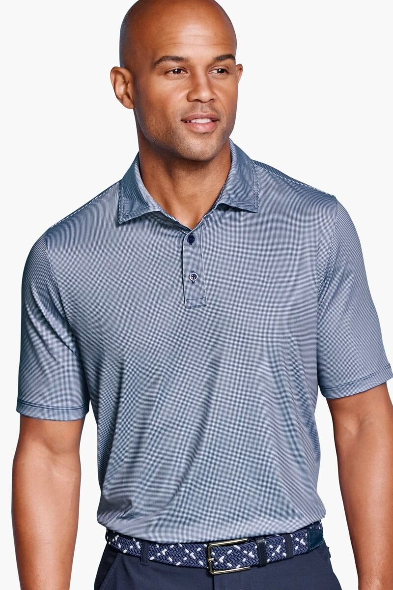 Wholesale,Johnston & Murphy, Johnston & Murphy Navy/White Gingham Performance Polo, Blue, Extra Large-50-TagXL