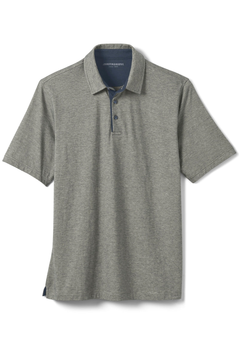 Wholesale,Johnston & Murphy, Johnston & Murphy Grey/Navy Pima Cotton Fine Stripe Polo, Grey, Extra Large-50-TagXL