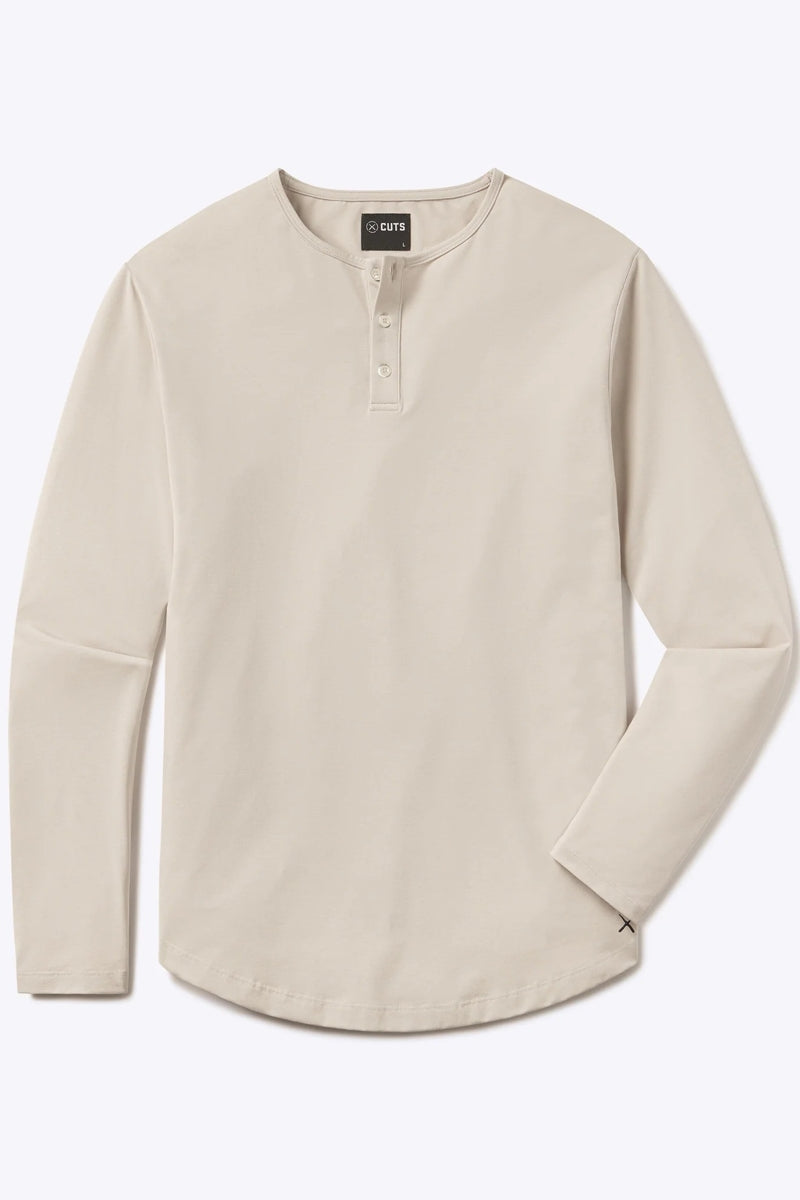 Wholesale,CUTS, CUTS Clay Curve-Hem Buttery Soft Henley, Tan, Large-43-TagL