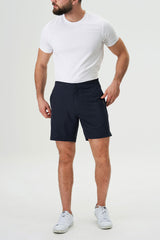 Eubi Navy Blue Packable Hybrid 8" Shorts