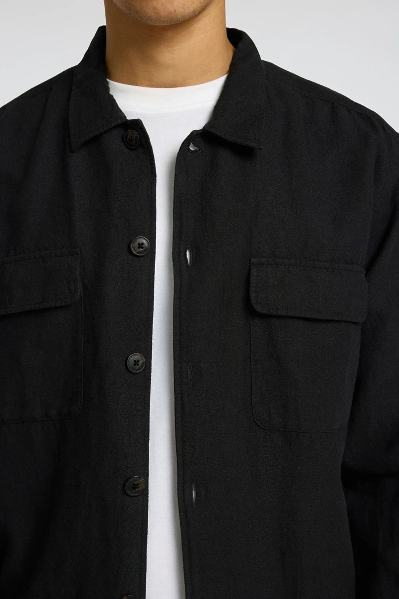 Wholesale,Selected Homme, Selected Homme Black Cotton/Linen Blend Overshirt, Black, Extra Extra Large-52-TagXXL