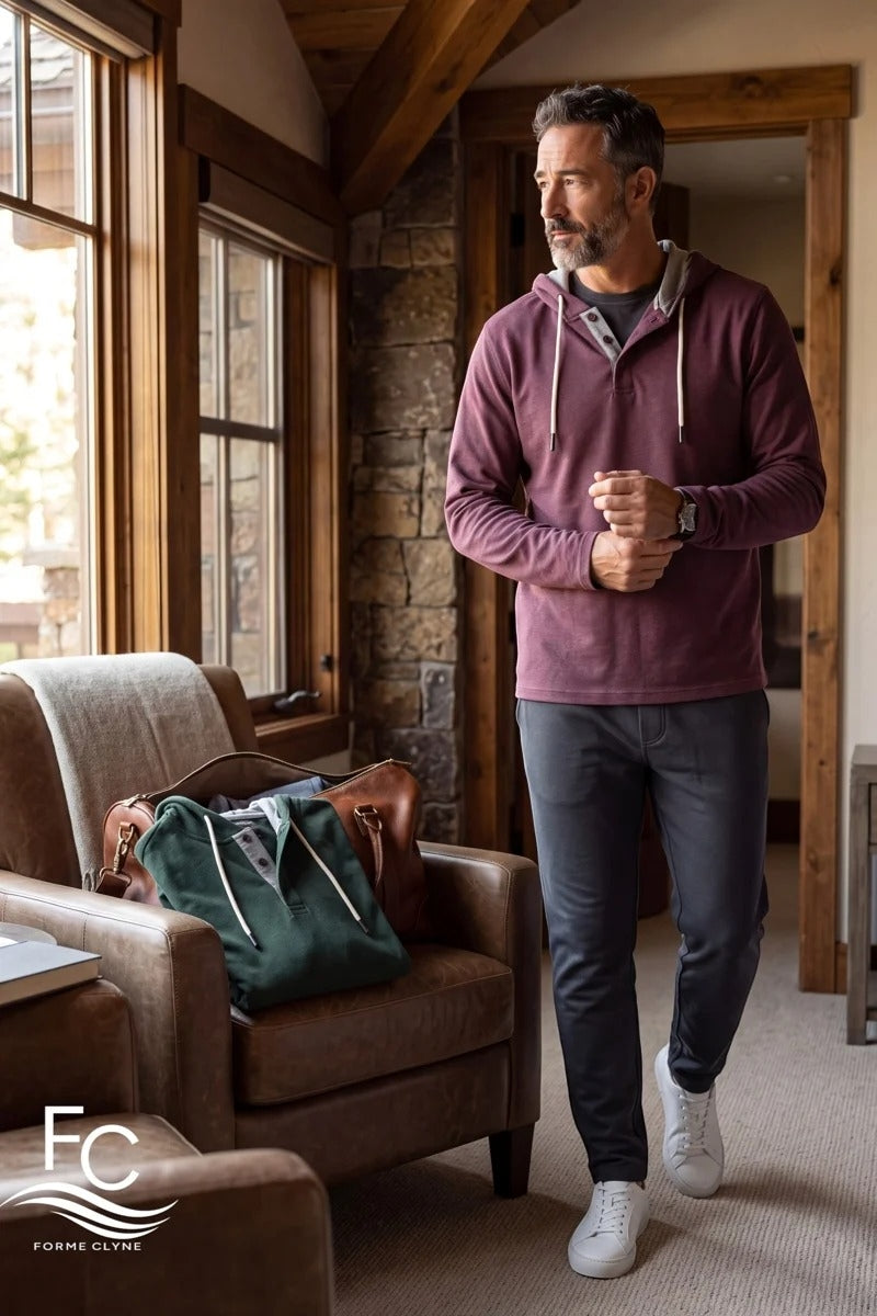 Wholesale,Fundamental Coast, Fundamental Coast Wine Soft Henley Hoodie, Purple, Medium-46-TagMLarge-48-TagLExtra Large-50-TagXL
