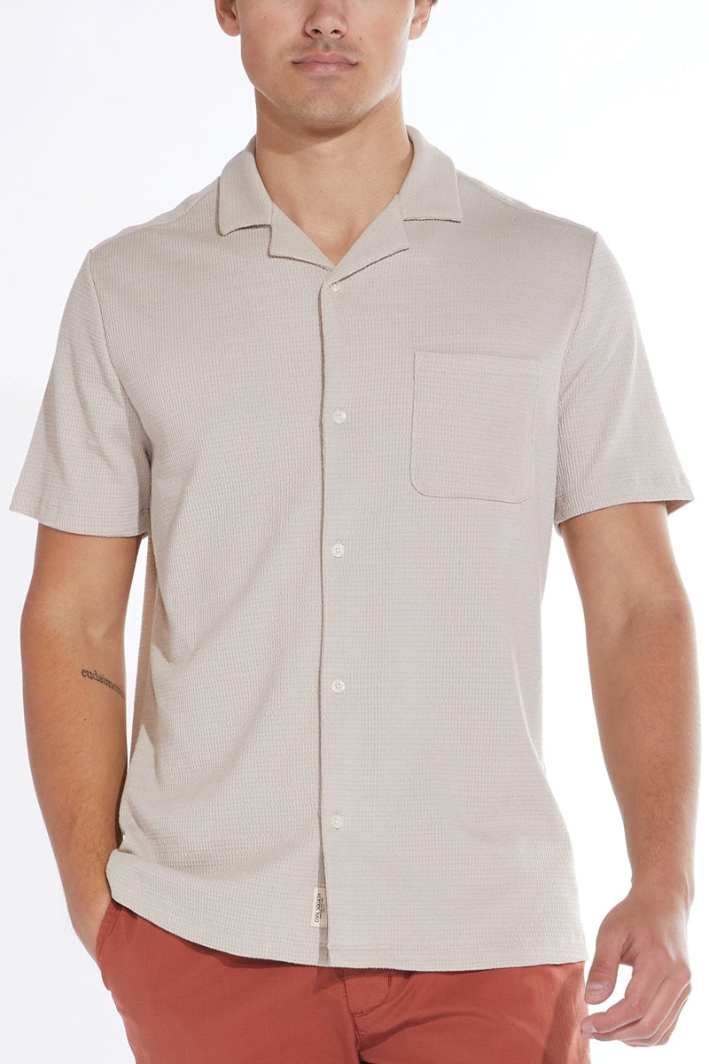 Wholesale,Civil Society, Civil Society Tan Striped Matelassé Knit Shirt, Tan, Medium-43-TagMLarge-45-TagLExtra Large-47-TagXL