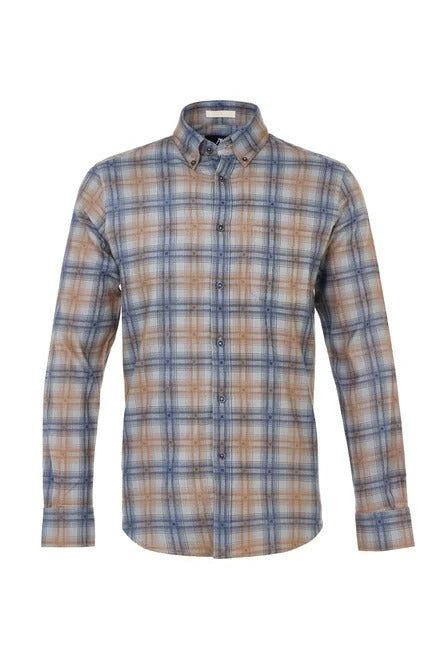 Wholesale,American Heritage, American Heritage Blue/Brown Flannel Shirt, Blue, Small-44-TagSMedium-46-TagMLarge-50-TagLExtra Large-54-TagXLExtra Extra Large-56-TagXXL