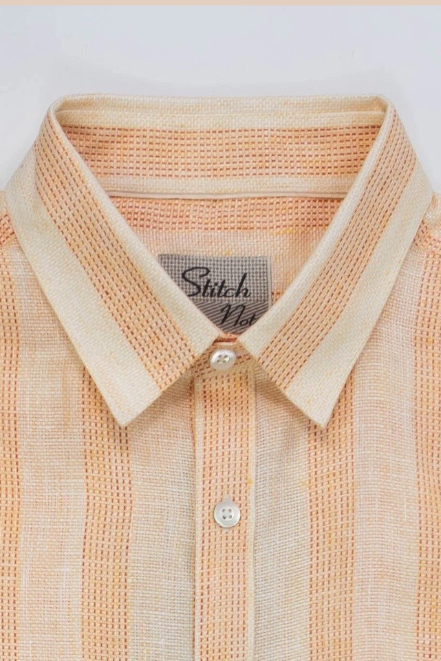 Brand Partner,Stitch Note, Stitch Note Orange Yarn Dyed Stripe The Redford Wide Interwoven Shirt, Orange, Large-45-TagLExtra Large-47-TagXLExtra Extra Large-49-TagXXLMedium-43-TagMSmall-41-TagS