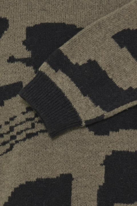 Wholesale,Solid, Solid Khak/Black Abstract Print Knitted Sweater, Green, Medium-46-TagMLarge-49-TagLExtra Extra Large-54-TagXXLSmall-43-TagSExtra Large-52-TagXL