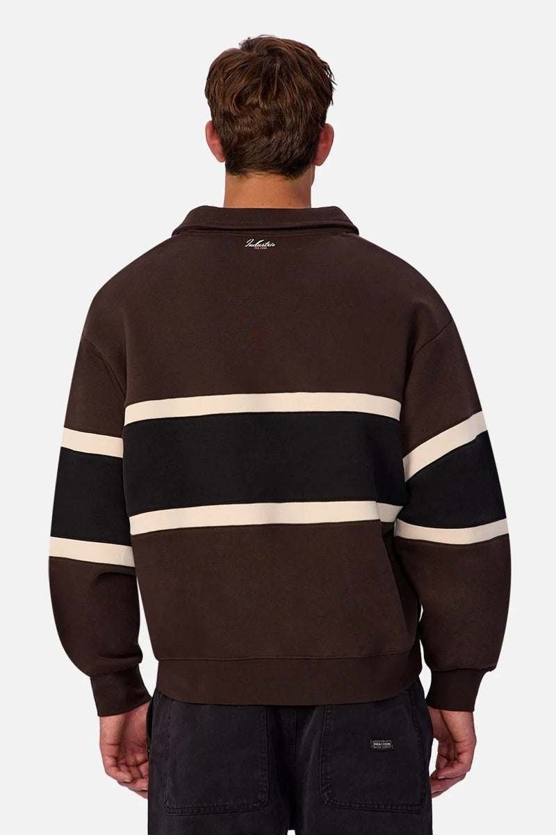 Wholesale,INDUSTRIE AUSTRALIA, INDUSTRIE AUSTRALIA Brown/Black Horizental Stripe V-neck Sweater Polo, Brown, Small-48-TagSMedium-50-TagMLarge-52-TagLExtra Large-54-TagXL
