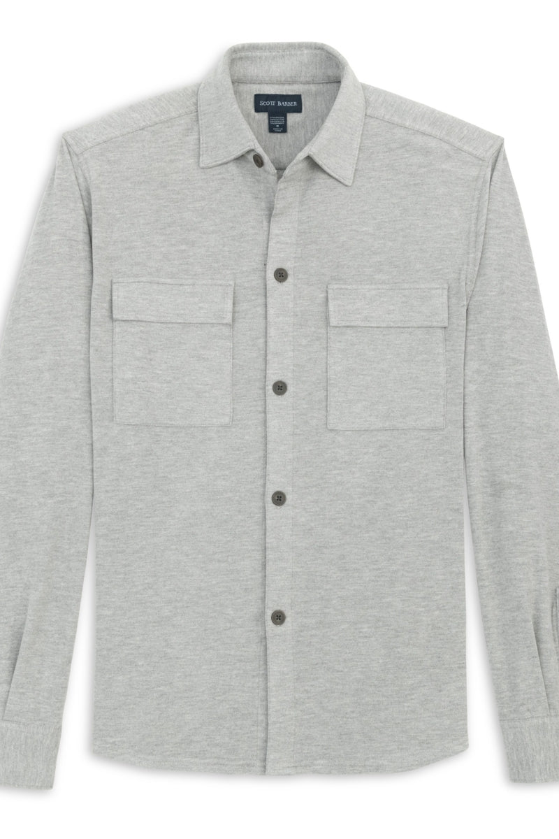 Wholesale,Scott Barber, Scott Barber Heather Grey Soft Performance-blend Overshirt, Grey, Large-48-TagLExtra Large-52-TagXLExtra Extra Large-54-TagXXL