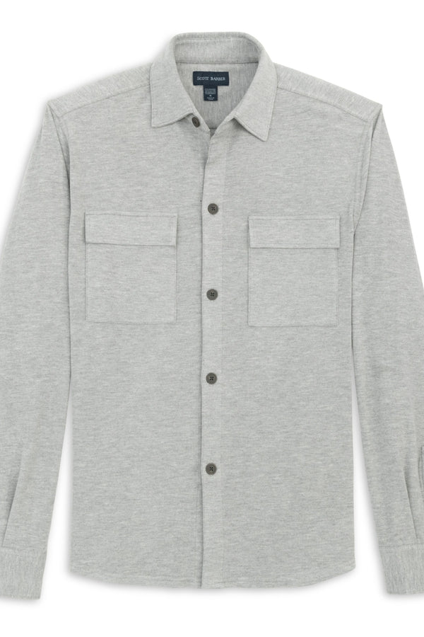 Scott Barber Heather Grey Soft Performance-blend Overshirt
