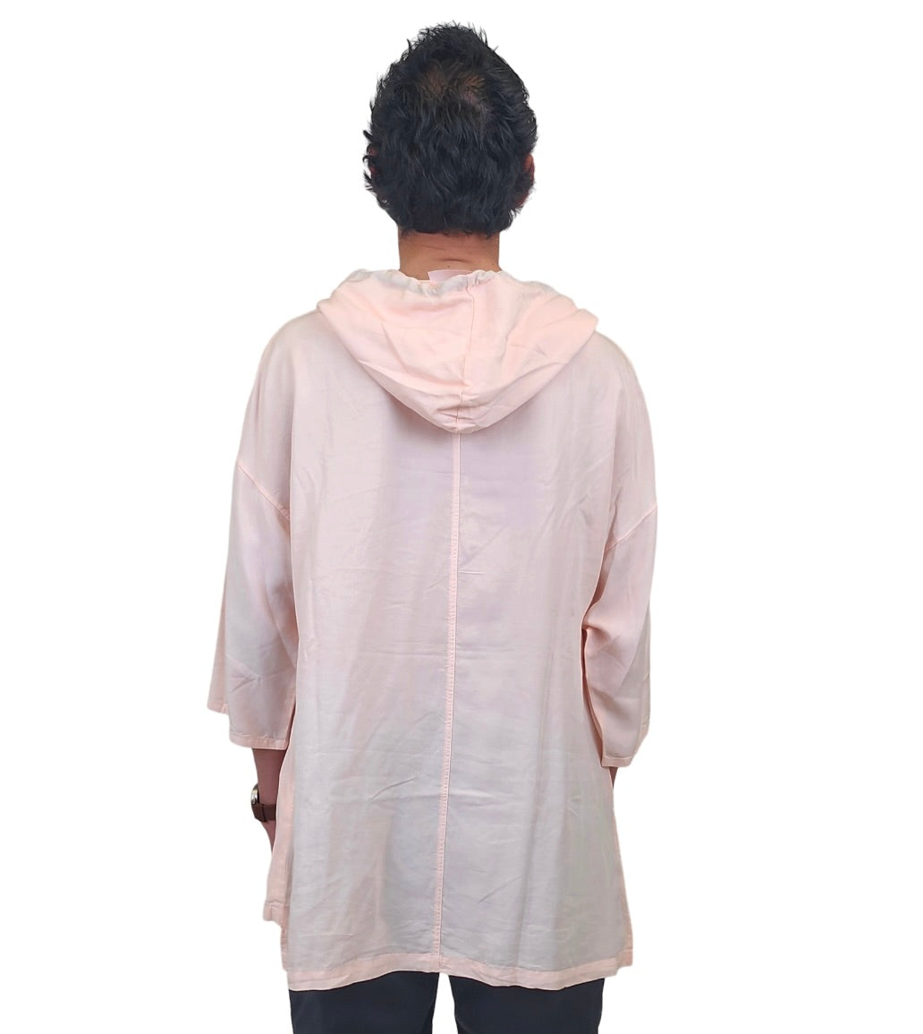 Wholesale,Reese De Luca, Reese De Luca Apricot Drop Shoulder Qtr Sleeve Tencel Hoodie, Orange, Large-48-TagM