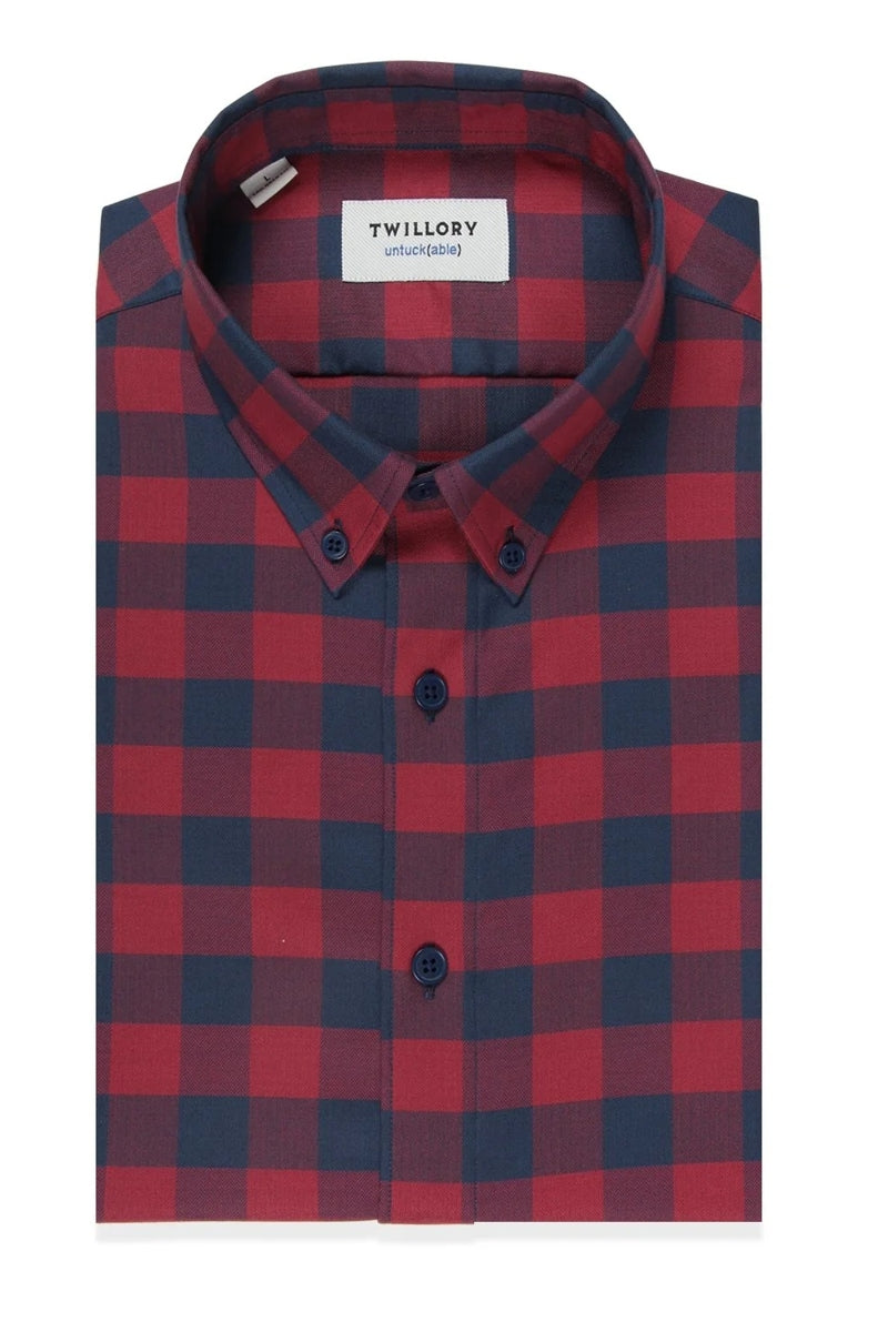 Wholesale,Twillory, Twillory Red/Navy Gingham Untuckable Shirt, Red, Small-41-TagSMedium-43-TagMMedium-45-TagLSmall-40-TagS