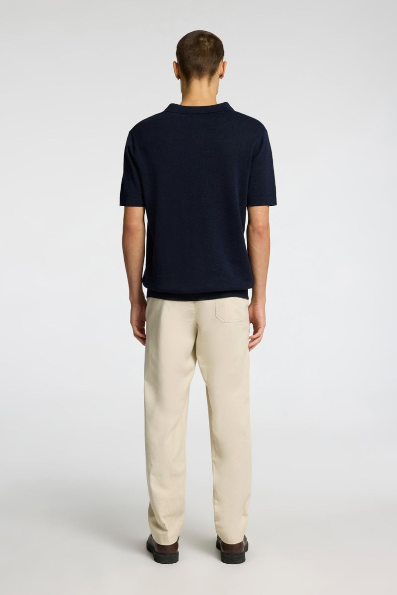 Wholesale,Selected Homme, Selected Homme Navy Knitted Open V Polo, Blue, Medium-42-TagMLarge-44-TagLExtra Large-46-TagXLExtra Extra Large-49-TagXXLSmall-40-TagS