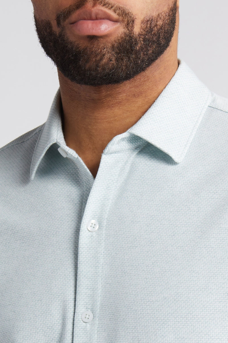 Wholesale,Robert Barakett, Robert Barakett Teal Slim Fit Microprint Textured Knit Shirt, Green, Medium-43-TagMLarge-46-TagLExtra Large-48-TagXLExtra Extra Large-52-TagXXLSmall-41-TagS