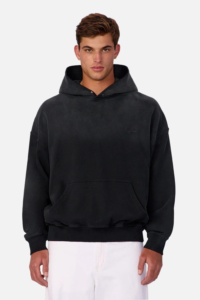 Wholesale,INDUSTRIE AUSTRALIA, INDUSTRIE AUSTRALIA Washed Black Snap Neck Hoodie, Black, Large-54-TagL