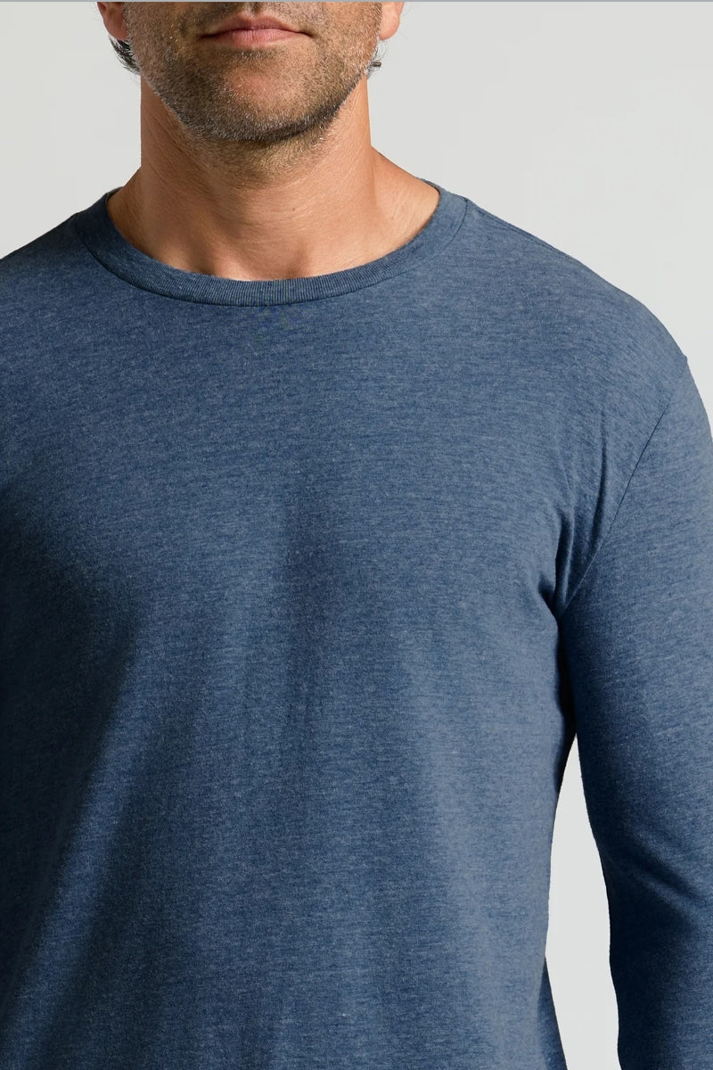 Faire,True Classic, True Classic Heather Navy Long Sleeve T-Shirt, Blue, Extra Large-47-TagXL