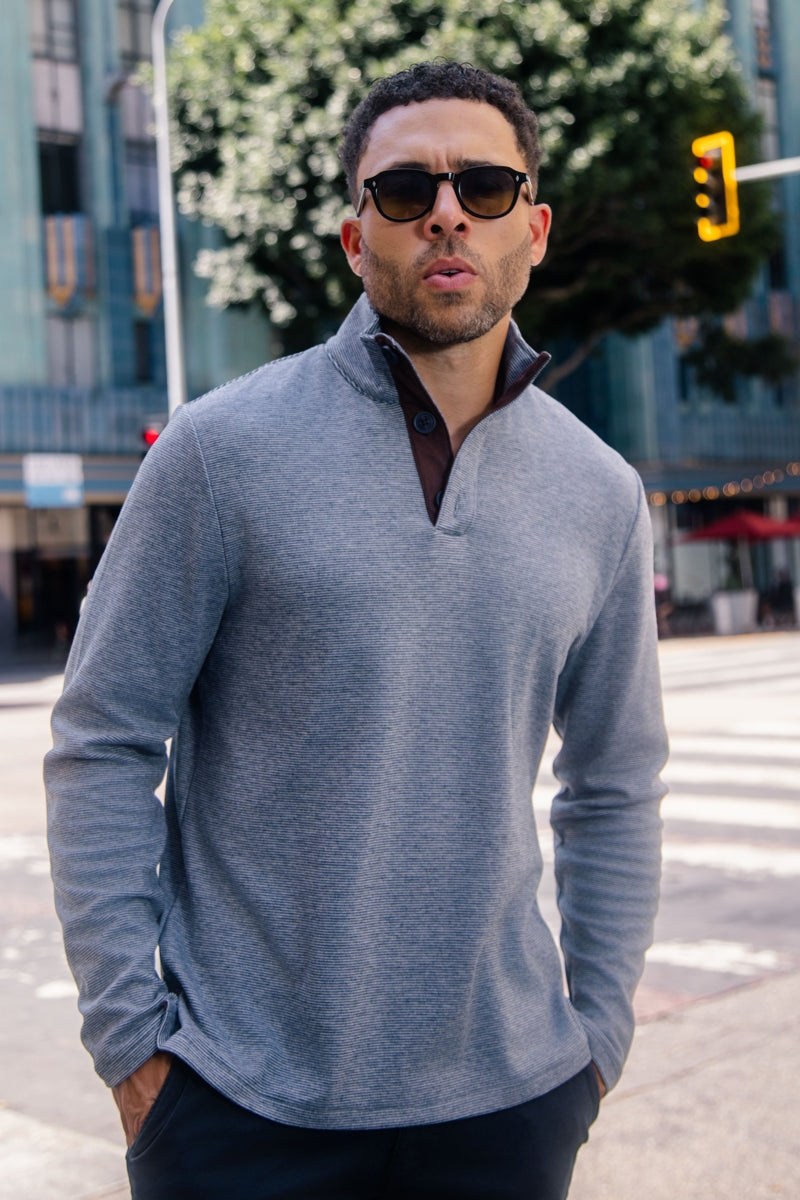 Wholesale,Mason Cruz, Mason Cruz Blue Micro Stripe Mockneck Pullover, Blue, Small-44-TagSMedium-46-TagMLarge-48-TagLExtra Large-50-TagXLExtra Extra Large-53-TagXXL
