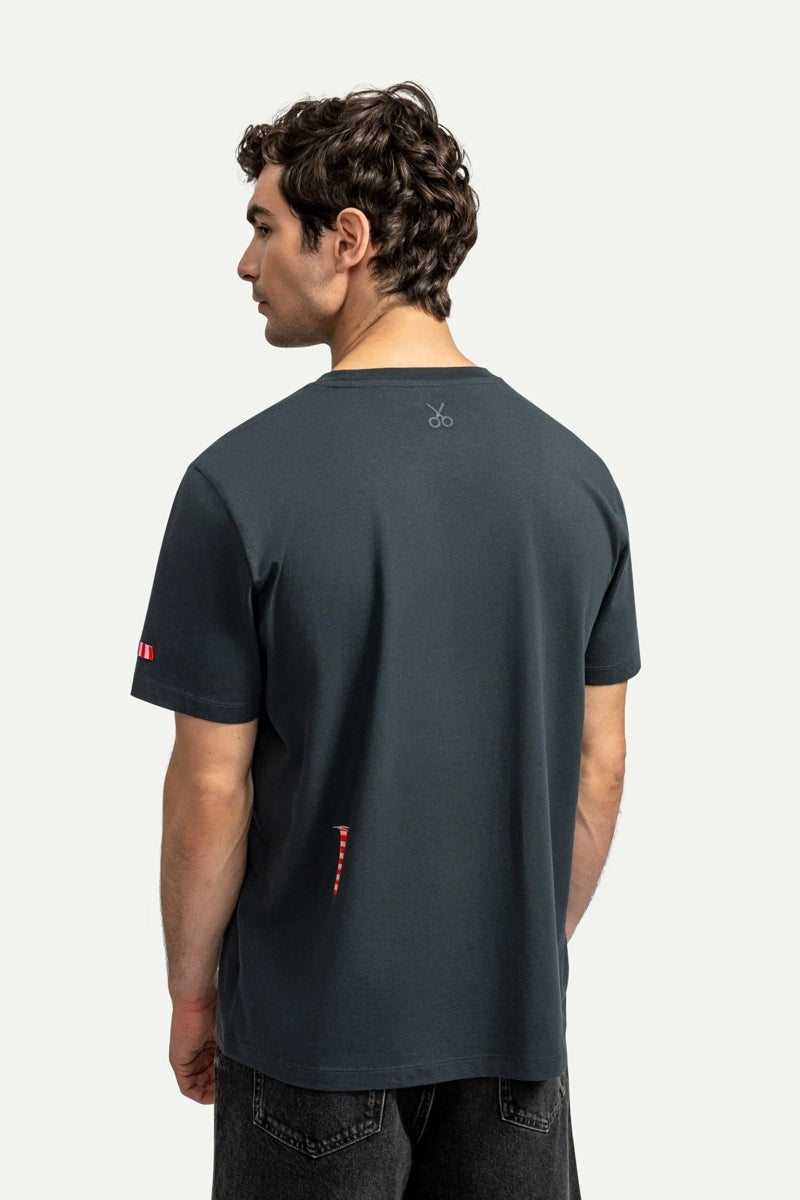Wholesale,KAFT, KAFT Faded Black Knitting Chair Design Print T-Shirt, Black, Extra Large-48-TagXL