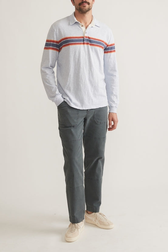 Wholesale,Marine Layer, Marine Layer Blue/Multi Stripe Vintage Heavy Slub Rugby Polo, Blue, Small-42-TagSMedium-44-TagMLarge-47-TagLExtra Large-50-TagXL