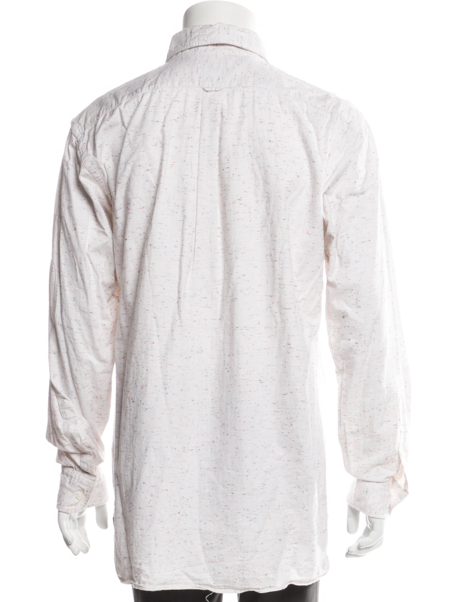 RealReal,Ovadia & Sons, Ovadia & Sons White Embroidered Accent & Wing Collar Long Sleeve Dress Shirt, White, Large-46-TagXL