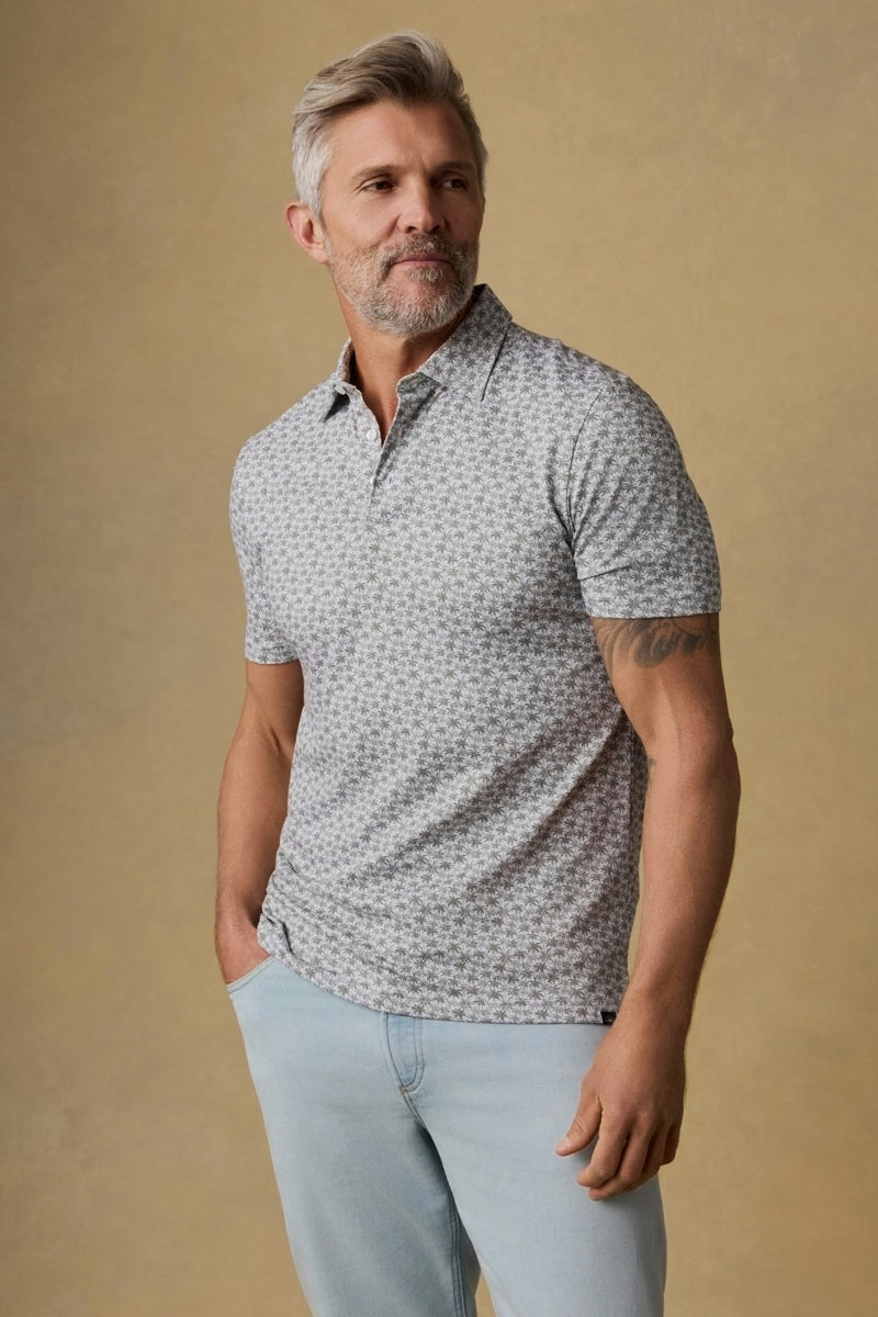 Wholesale,Faherty, Faherty Olive Palm Print Pique Polo, Green, Large-43-TagL