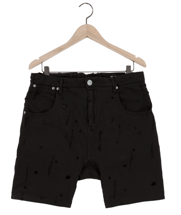 Reese De Luca Black Ripped French Terry Shorts