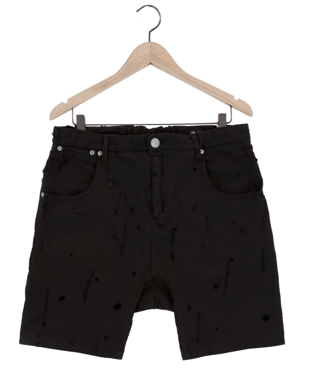 Reese De Luca Black Ripped French Terry Shorts