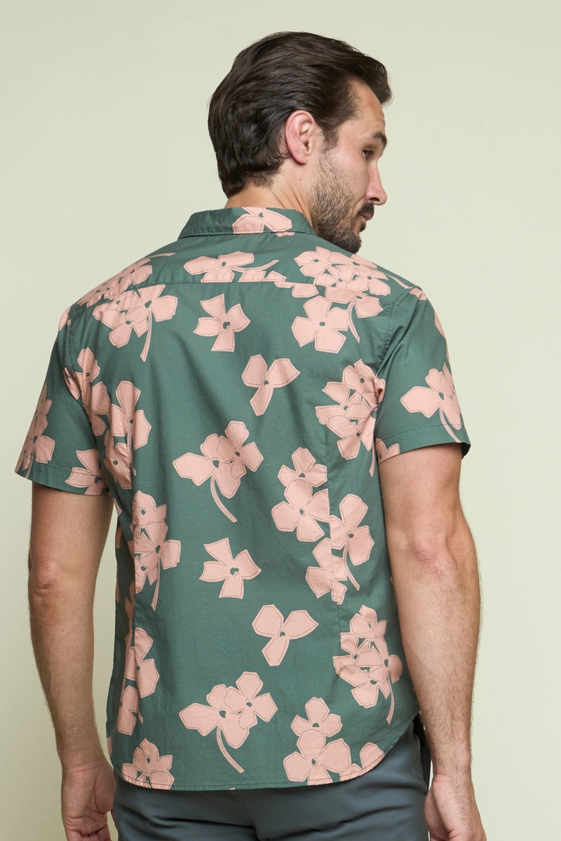 Wholesale,Fundamental Coast, Fundamental Coast Green/Rose Geo Floral Print Shirt, Green, Small-41-TagSMedium-44-TagMLarge-47-TagLExtra Large-50-TagXLExtra Extra Large-53-TagXXL