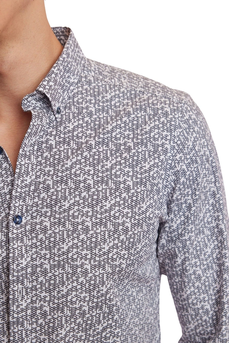 Wholesale,Paisley & Gray, Paisley & Gray Black/White Abstract Geo Slim Fit Shirt, Black, Extra Large-46-TagXL