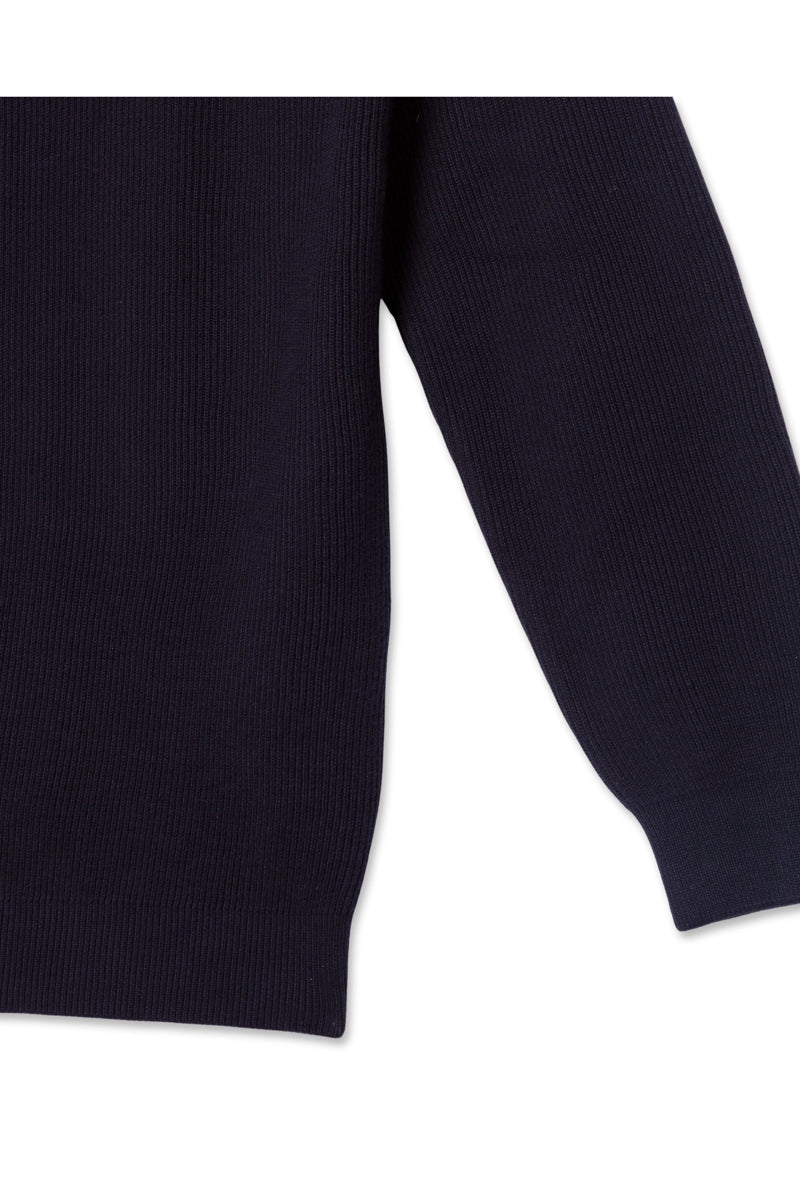 Faire,Guide London, Guide London Navy Braided Weave Knit Qtr Zip Polo, Blue, Medium-40-TagM