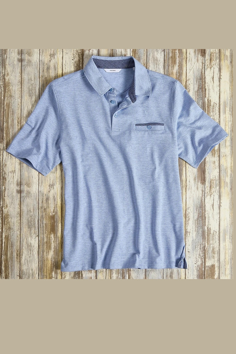 Wholesale,Nicoby Age of Wisdom, Nicoby Age of Wisdom Blue Jacquard Pattern Polo, Blue, Small-41-TagSMedium-43-TagMLarge-45-TagLExtra Large-48-TagXLExtra Extra Large-51-TagXXL