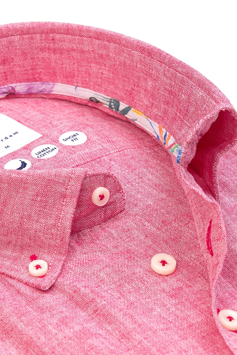 Direct From Brand,R2 Amsterdam, R2 Amsterdam Fuchsia Linen Blend Shirt, Pink, Extra Large-49-TagXL