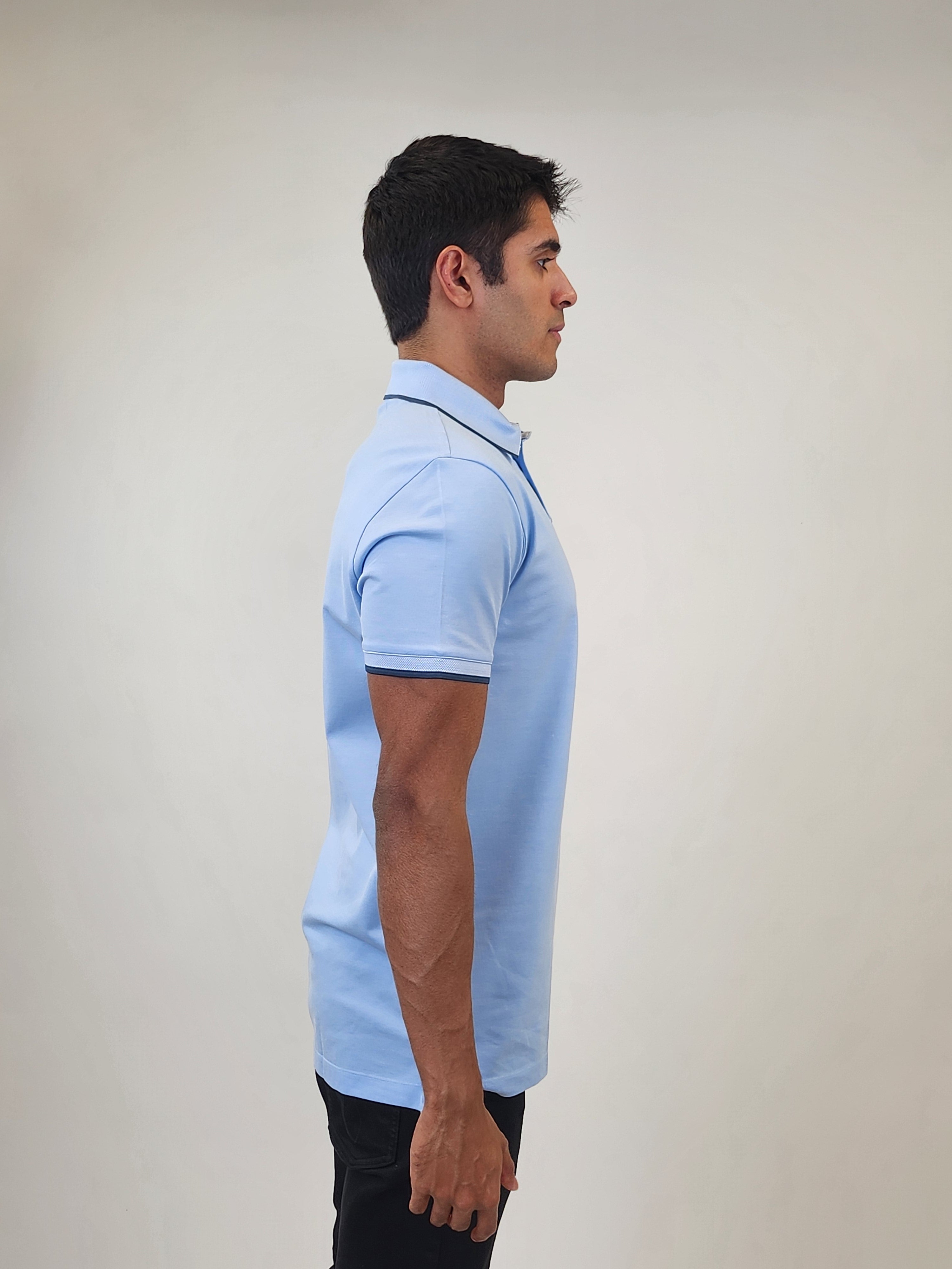 Brand Partner,R2 Amsterdam, R2 Amsterdam Blue Solid Polo with Navy Contrast, Blue, Large-42-TagL