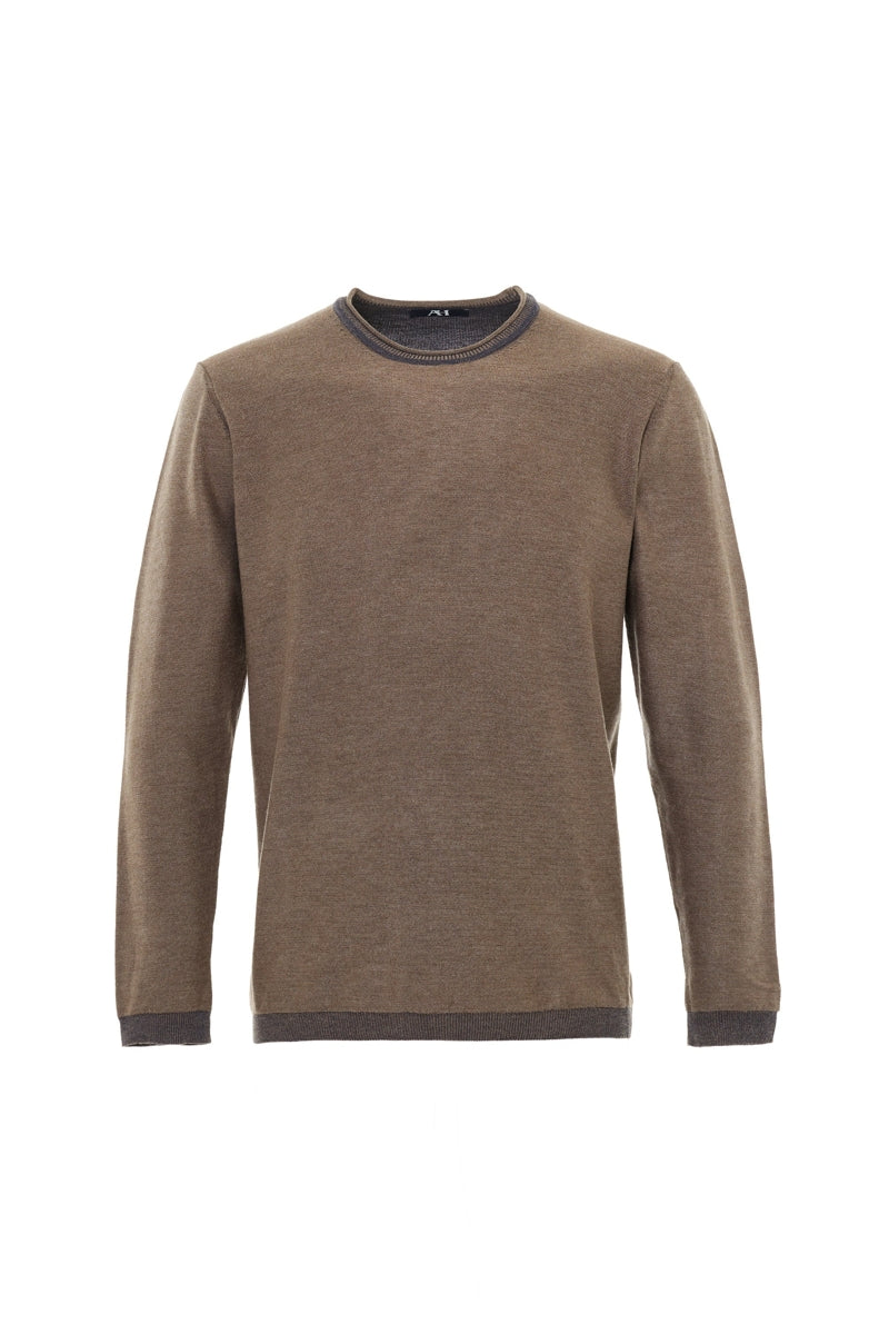 Wholesale,American Heritage, American Heritage Brown Textured Crewneck Sweater, Brown, Medium-42-TagMLarge-44-TagLExtra Large-46-TagXL