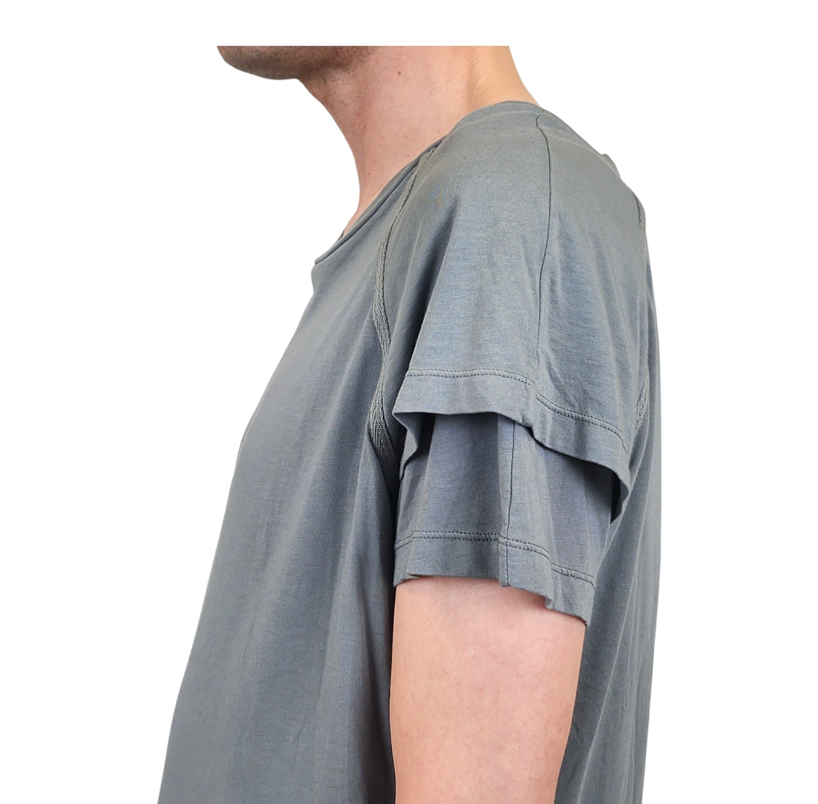 Wholesale,Reese De Luca, Reese De Luca Grey Double Sleeve T-Shirt, Grey, Medium-42-TagM