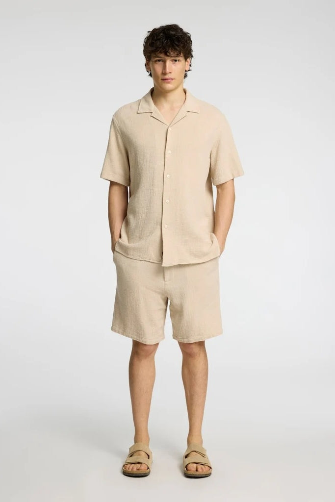 Wholesale,Selected Homme, Selected Homme Oatmeal Textured Shirt, Tan, Medium-46-TagMExtra Large-51-TagXLLarge-49-TagL