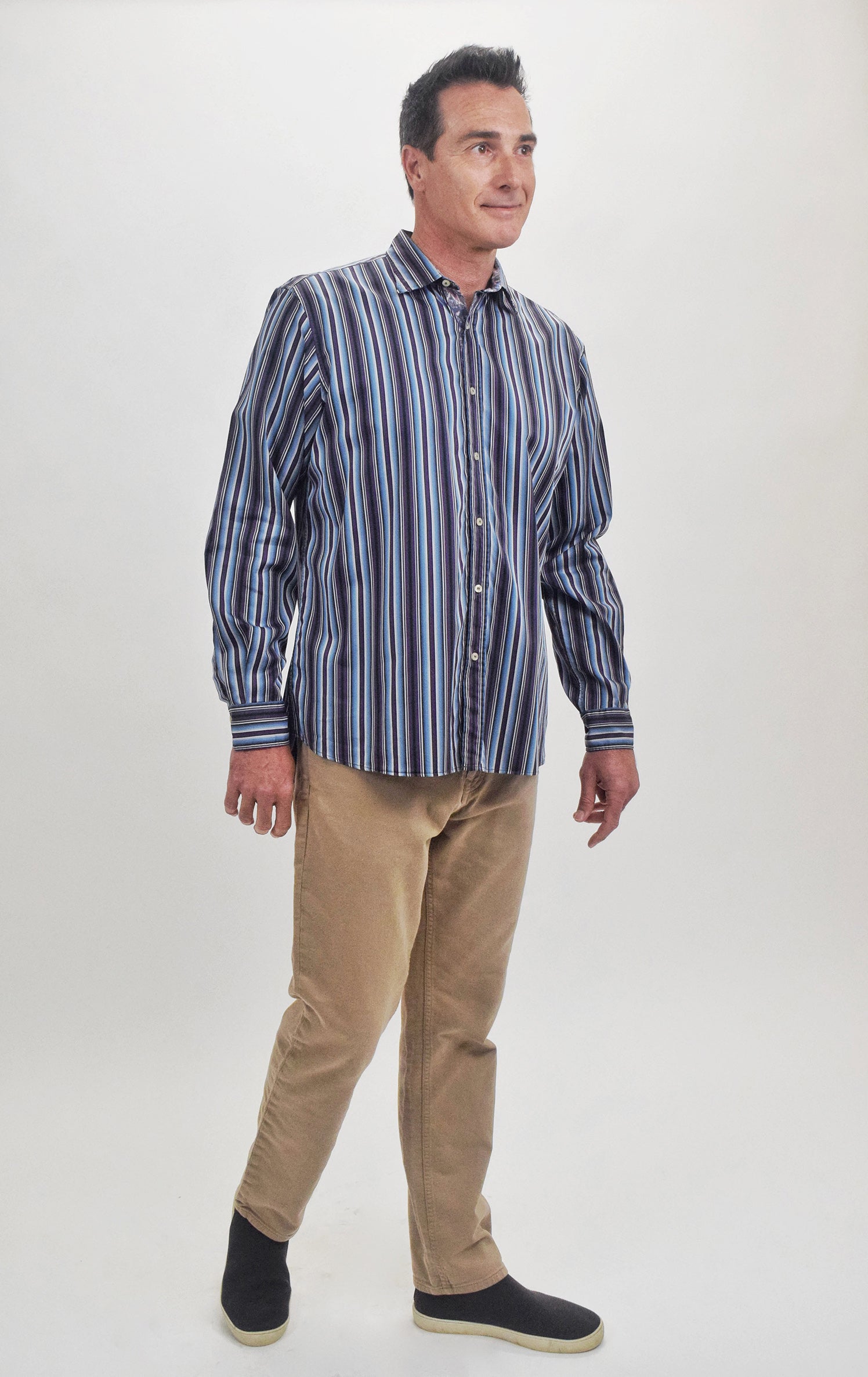 The RealReal,Etro, Etro Purple and Blue Stripe Button Up Shirt, Red, Large-47-TagL