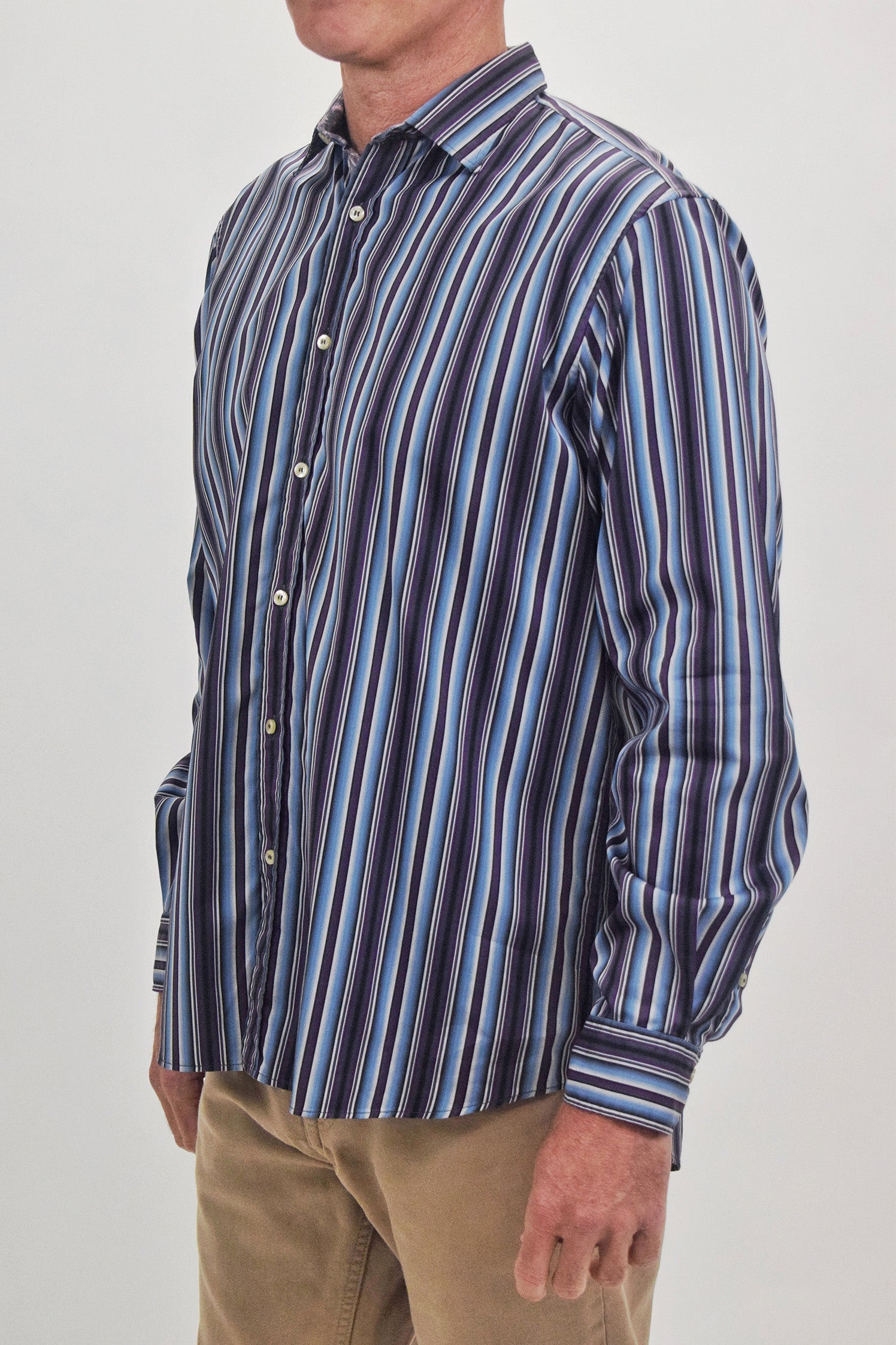 The RealReal,Etro, Etro Purple and Blue Stripe Button Up Shirt, , 