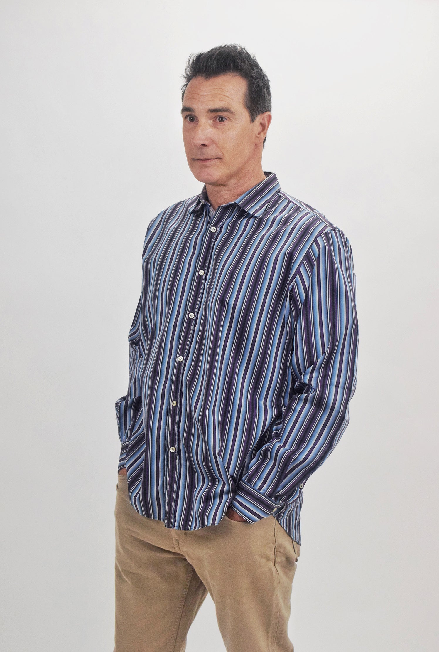 The RealReal,Etro, Etro Purple and Blue Stripe Button Up Shirt, , 