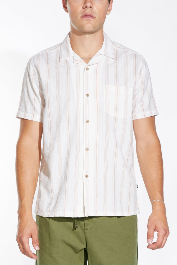 Civil Society White/Salmon Striped Shirt