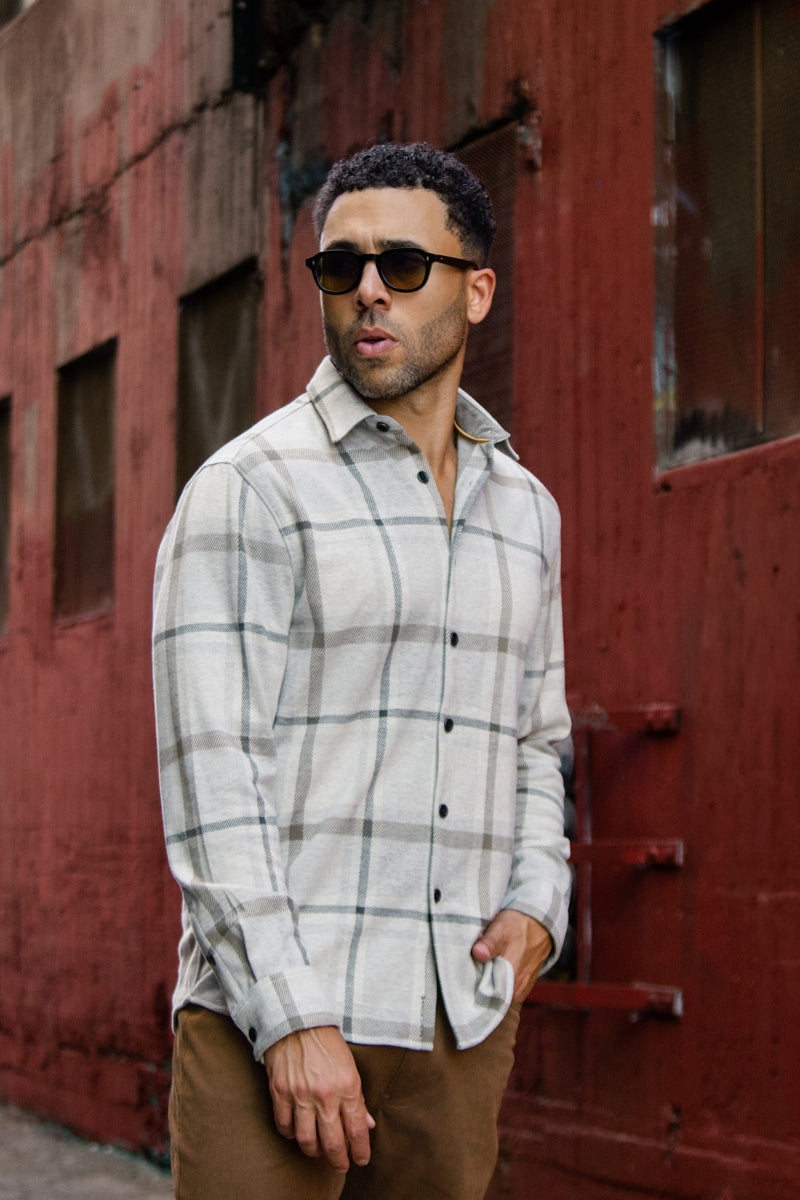 Wholesale,Mason Cruz, Mason Cruz Grey with Tan Knit Plaid Shirt, Grey, Medium-42-TagMLarge-45-TagLExtra Large-48-TagXLExtra Extra Large-50-TagXXLSmall-43-TagSMedium-45-TagMLarge-47-TagLExtra Large-49-TagXLExtra Extra Large-51-TagXXL
