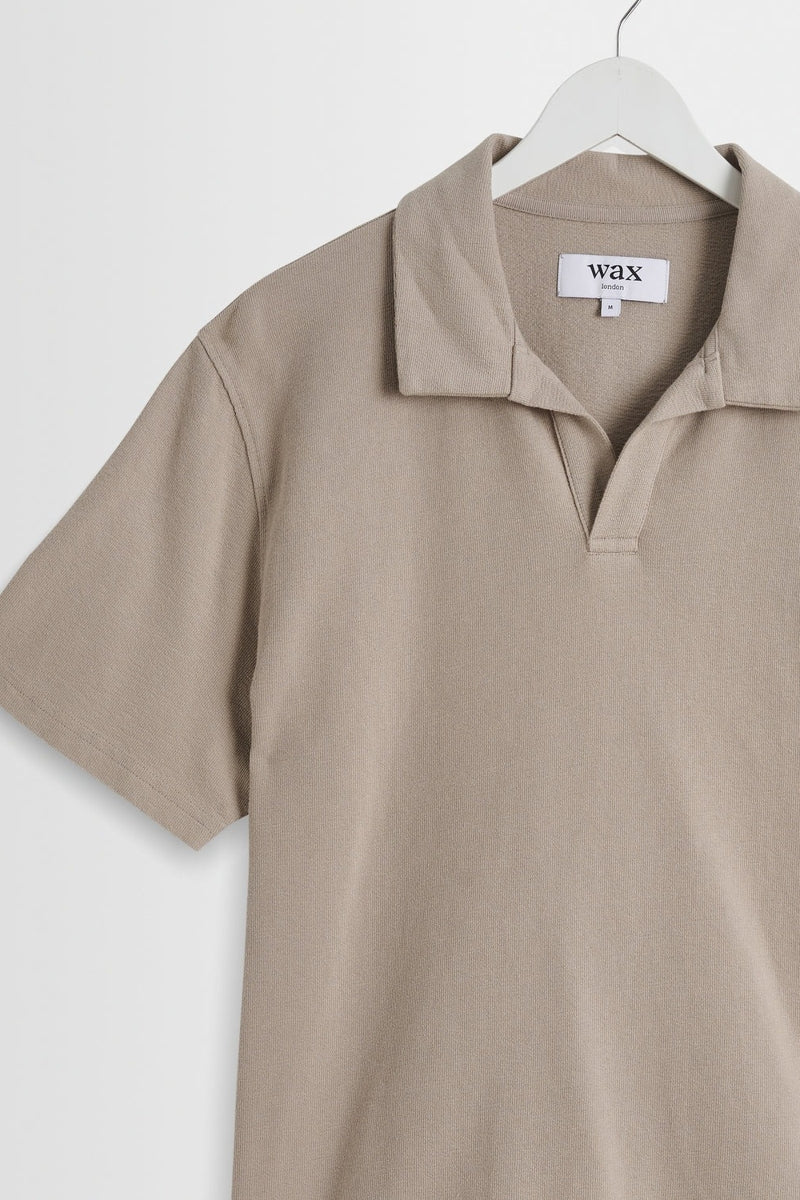 Wholesale,Wax London, Wax London Clay Textured Organic Cotton Polo, Tan, Medium-43-TagMLarge-45-TagLExtra Large-47-TagXL