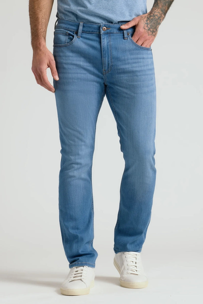 Faire,True Classic, True Classic Medium Indigo Wash Straight Stretch Jeans, Blue, 32W-32L-Tag32